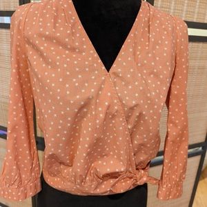 Madewell peach/pink wrap top with stars